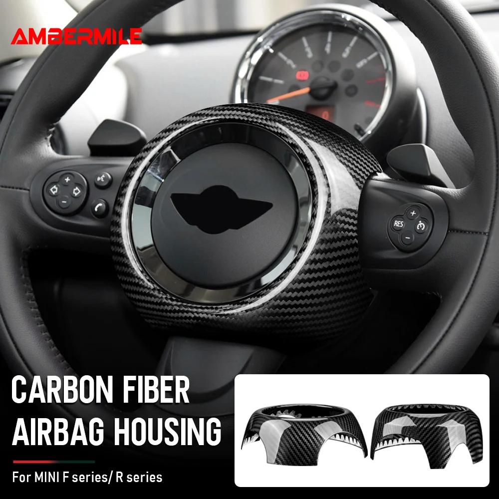 Couverture d'airbag de volant en Fiber de carbone véritable, autocollant intérieur de voiture pour M
