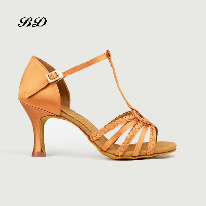 BDDANCE – chaussures de danse latine de qualité supérieure, en Satin importé, avec boucle en diamant