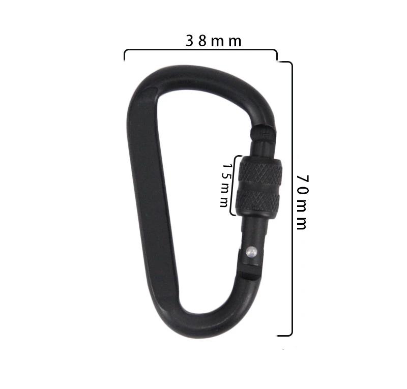 Mousqueton en alliage d'aluminium noir, anneau en D, Clip de porte-clés de Camping, mousqueton, Kit