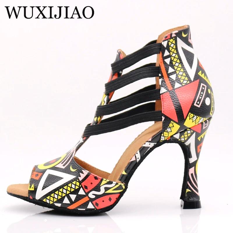 WUXIJIAO nouvelles chaussures de danse imprimées pour femmes bottes de danse Salsa latine Paty chaus