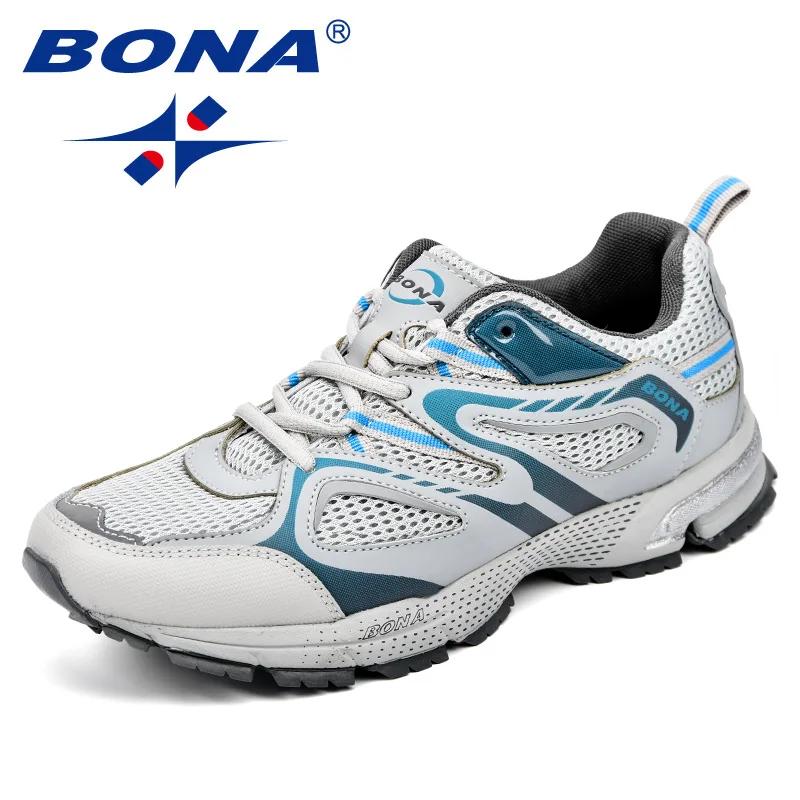 BONA nouveauté Style classique hommes chaussures de course vache fendu maille hommes chaussures de S
