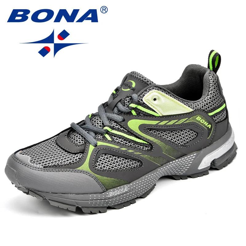 BONA nouveauté Style classique hommes chaussures de course vache fendu maille hommes chaussures de S