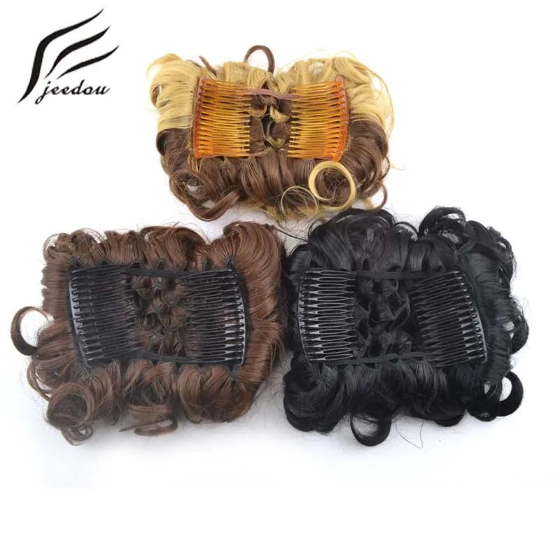 Jeedou synthétique Updos cheveux bouclés Chignon pince sur cheveux Chignon Pad Style rétro femmes po