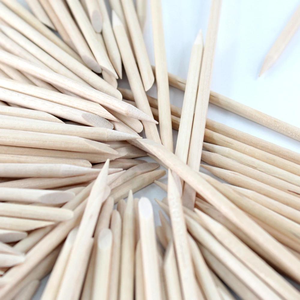 Bâtons en bois Orange de différentes tailles, pour poussoir à cuticules, outil pour enlever les cuti