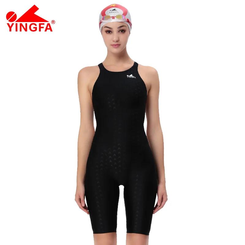 Maillot de bain une pièce YINGFA 925 FINA en peau de requin, longueur genou, maillot de bain de comp