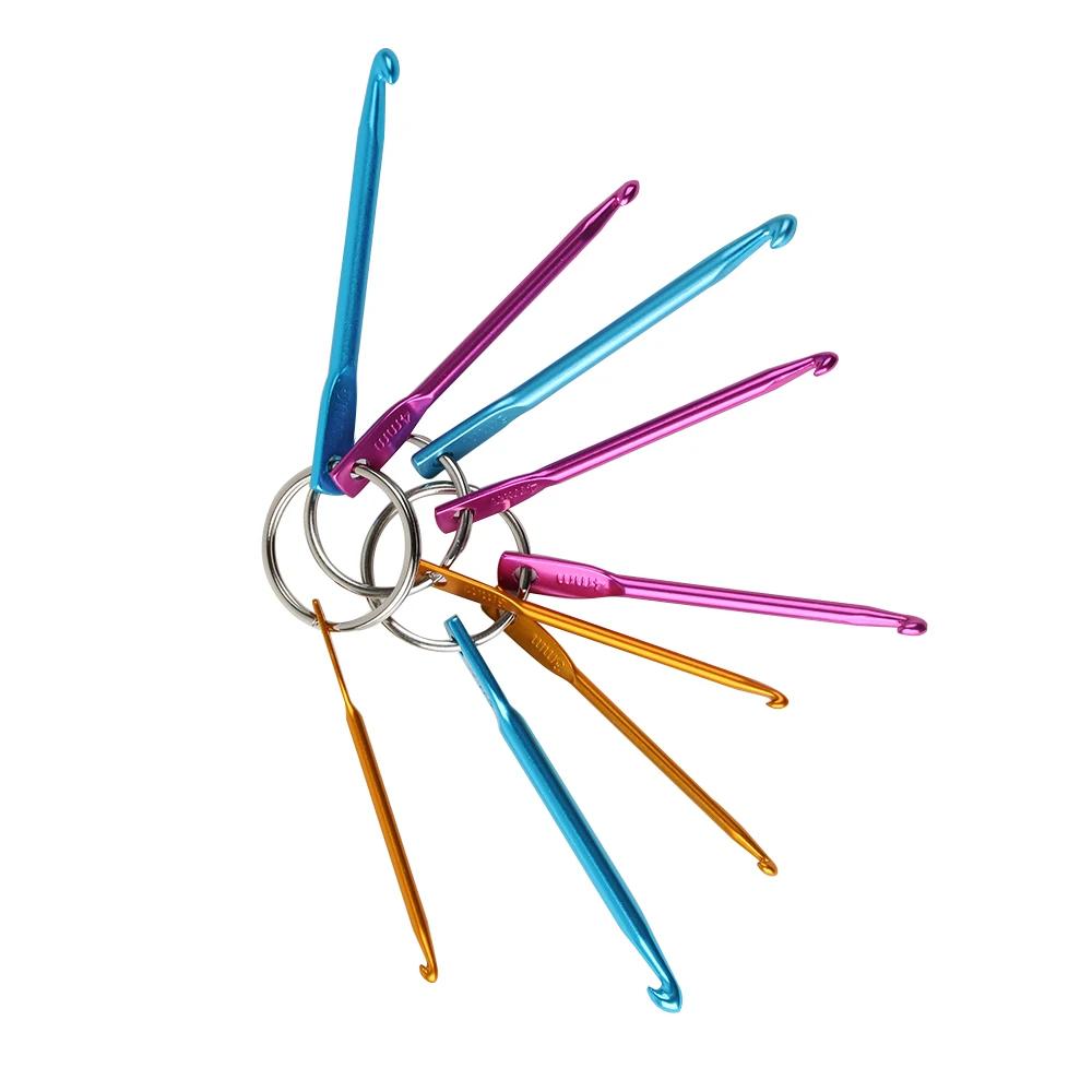 Mini porte-clés en aluminium, Crochet, bricolage, outils d'artisanat multicolores, aiguilles à trico