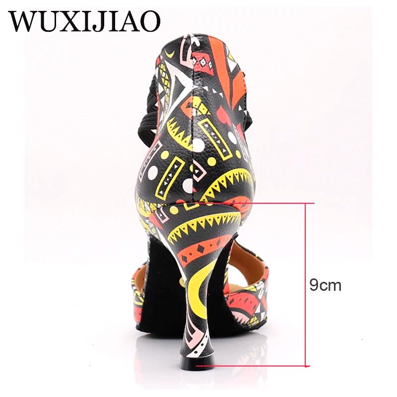 WUXIJIAO nouvelles chaussures de danse imprimées pour femmes bottes de danse Salsa latine Paty chaus