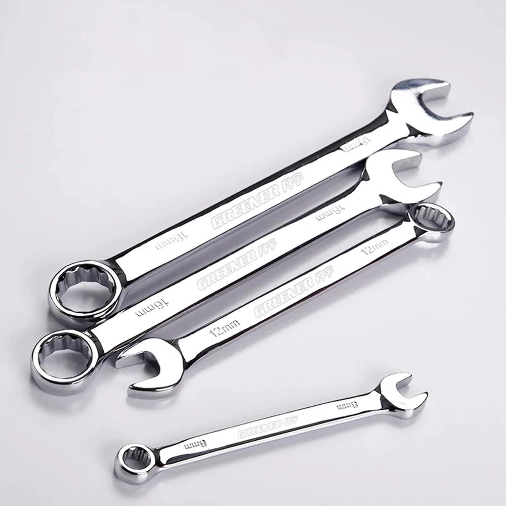 Clé à cliquet à extrémité ouverte en fleur de prunier à double usage, clés combinées 6MM-32MM, coupe