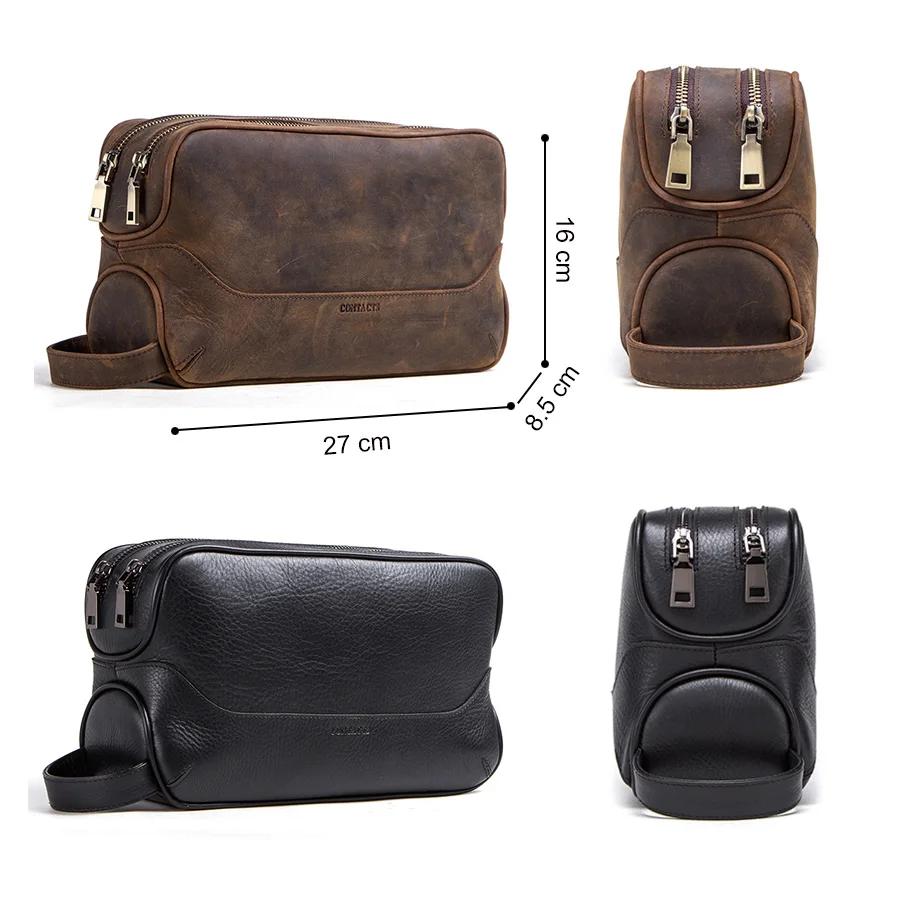 CONTACT'S-Trousse de toilette en cuir véritable pour homme, trousses de toilette vintage, trousses d