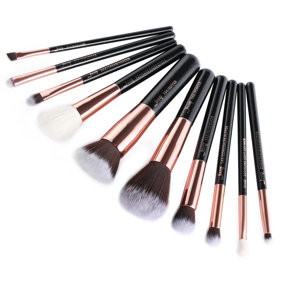 Jessup – pinceaux de maquillage synthétiques naturels, 10 pièces, poudre de fond de teint, Blush, fa