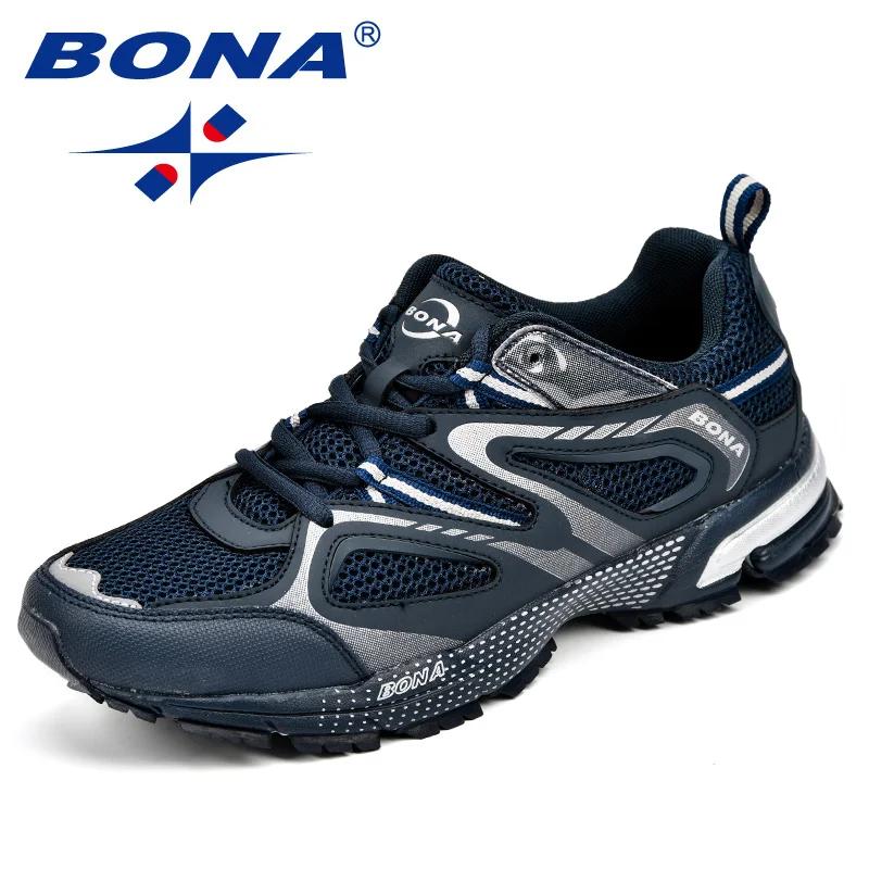 BONA nouveauté Style classique hommes chaussures de course vache fendu maille hommes chaussures de S