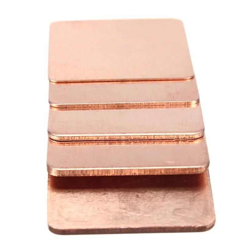 5 pièces 15x1 5/20x20mm 0.3mm-2mm d'épaisseur dissipateur thermique cale en cuivre tampons thermique