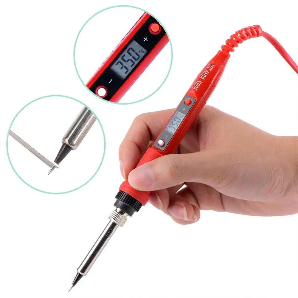 JCD-Kit de fer à souder à température réglable, 220V, 80W, LCD, outils de soudage, chauffage en céra