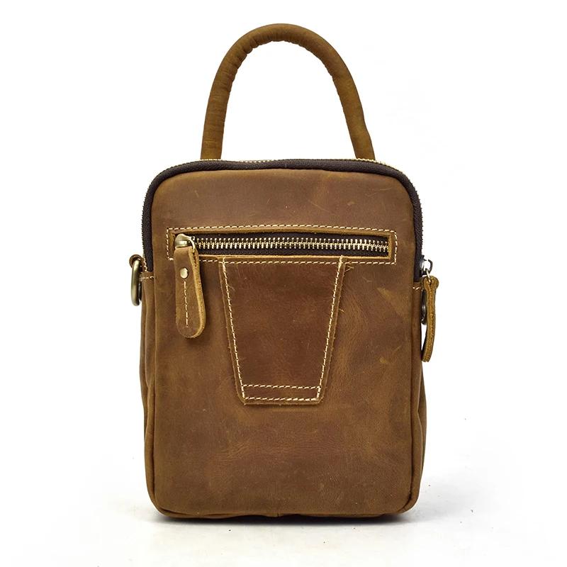 Elin Horse-Sac messager en cuir véritable pour homme, sac à main en cuir de vachette, double fermetu
