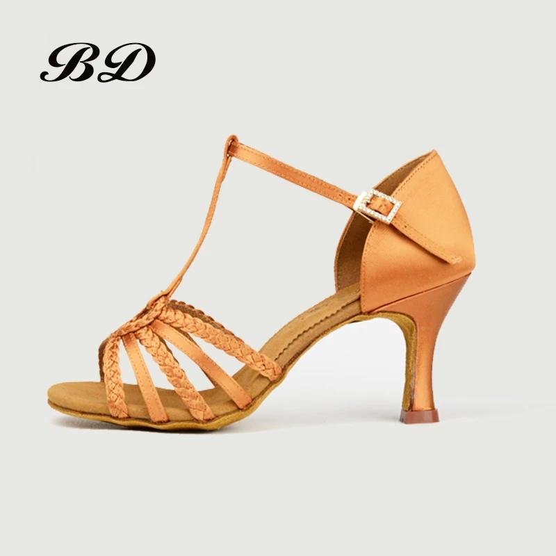BDDANCE – chaussures de danse latine de qualité supérieure, en Satin importé, avec boucle en diamant