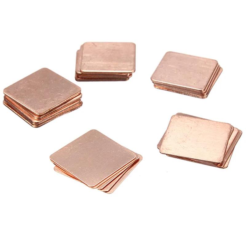 5 pièces 15x1 5/20x20mm 0.3mm-2mm d'épaisseur dissipateur thermique cale en cuivre tampons thermique