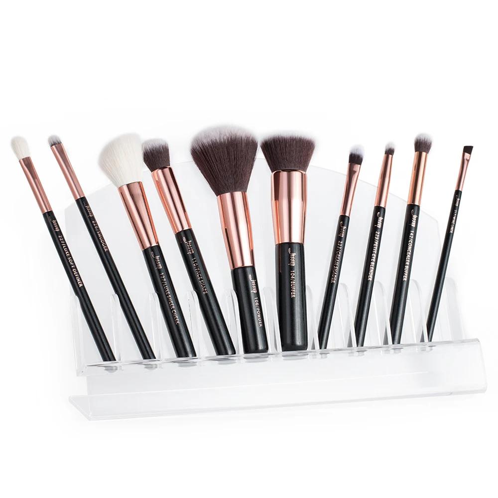 Jessup – pinceaux de maquillage synthétiques naturels, 10 pièces, poudre de fond de teint, Blush, fa