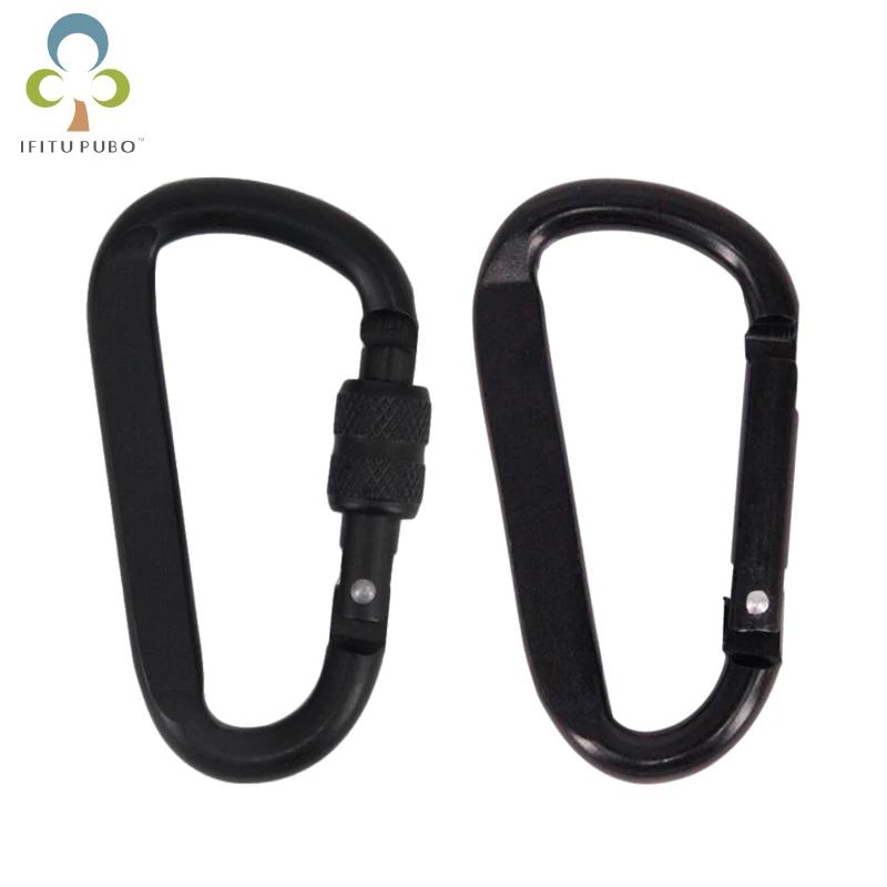Mousqueton en alliage d'aluminium noir, anneau en D, Clip de porte-clés de Camping, mousqueton, Kit