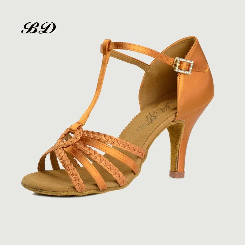 BDDANCE – chaussures de danse latine de qualité supérieure, en Satin importé, avec boucle en diamant