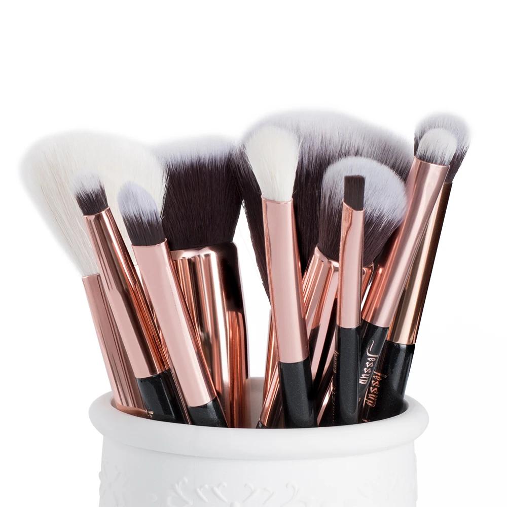 Jessup – pinceaux de maquillage synthétiques naturels, 10 pièces, poudre de fond de teint, Blush, fa