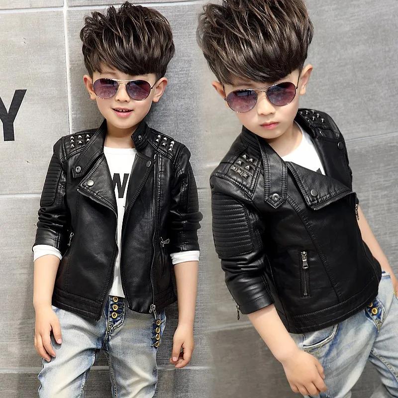 Mode enfants veste en cuir filles veste en polyuréthane enfants moto vêtements d'extérieur pour bébé