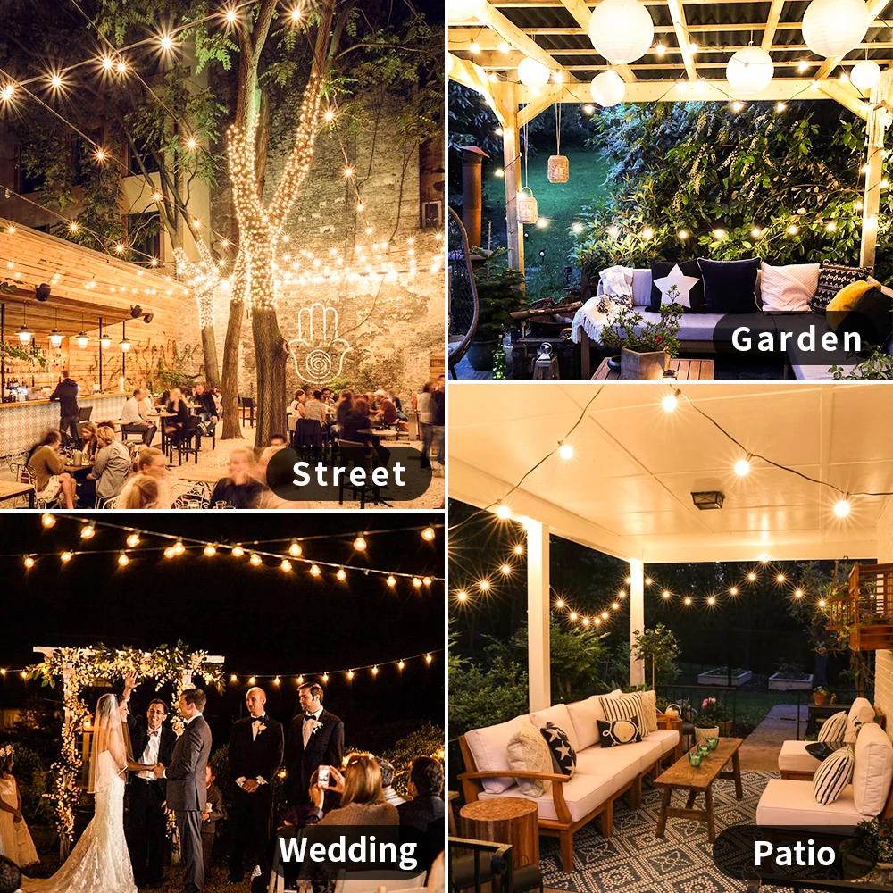 Guirlande lumineuse féerique LED 30M, pour fête d'anniversaire en plein air, G40, Patio, jardin, cha