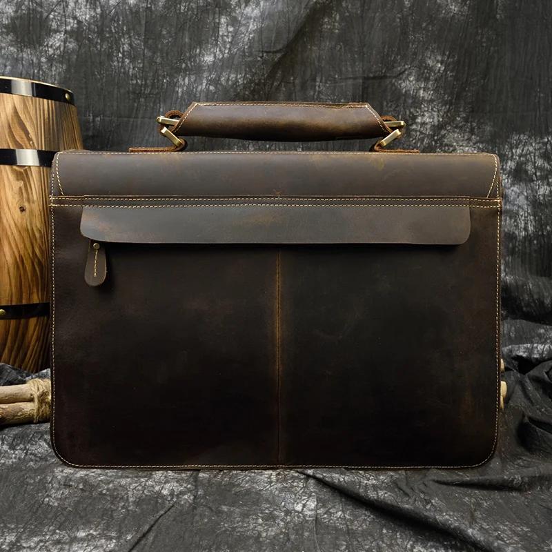 Sac d'ordinateur en cuir de vachette véritable pour homme, sac pour ordinateur portable, étui à bomb