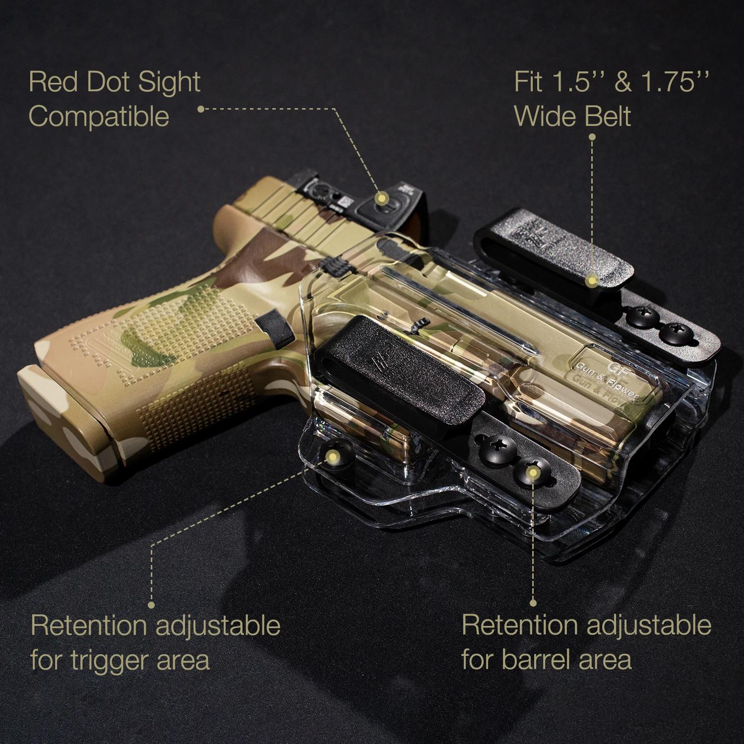 Uniquement pour Glock17/19 G43 P365 S & W MPS Taurus G2C 1911, étui en polymère transparent IWB/OWB,