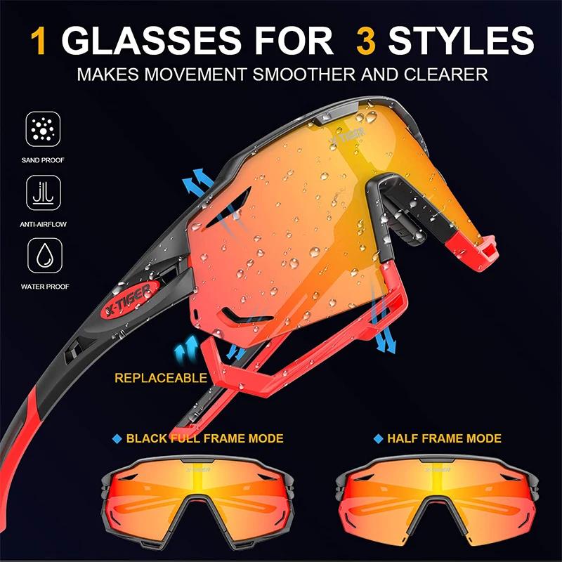 Lunettes de soleil polarisées photochromiques pour hommes, cyclisme, vtt, course, X-TIGER