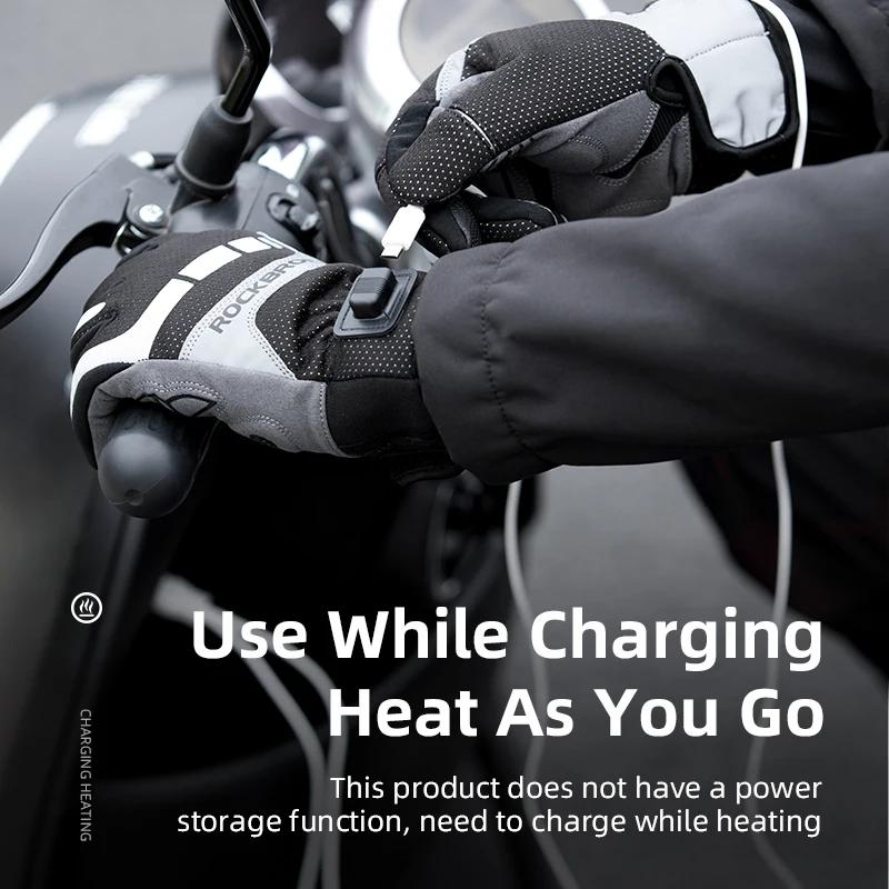 ROCKBROS gant d'hiver chauffant gants de cyclisme USB gants de Ski électriques rechargeables écran t
