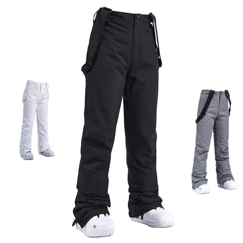 Haute qualité hommes femmes hiver épais chaud pantalons de ski coupe-vent imperméable à bretelles pa