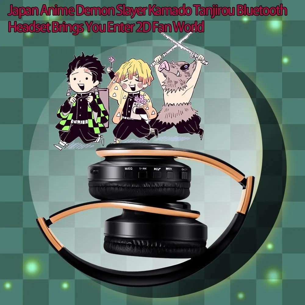 Japon Anime casque démon Slayer Kimetsu No Yaiba Kamado Tanjirou Cosplay Bluetooth casque écouteur a