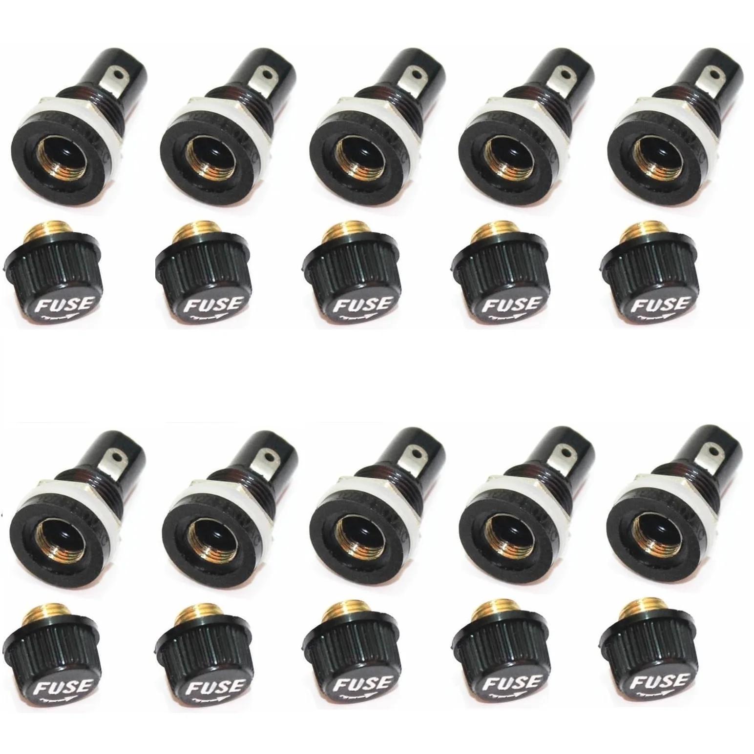 10 pièces 5*20mm porte-fusibles en verre noir tube d'assurance prise porte-fusible pour 5*20 assuran