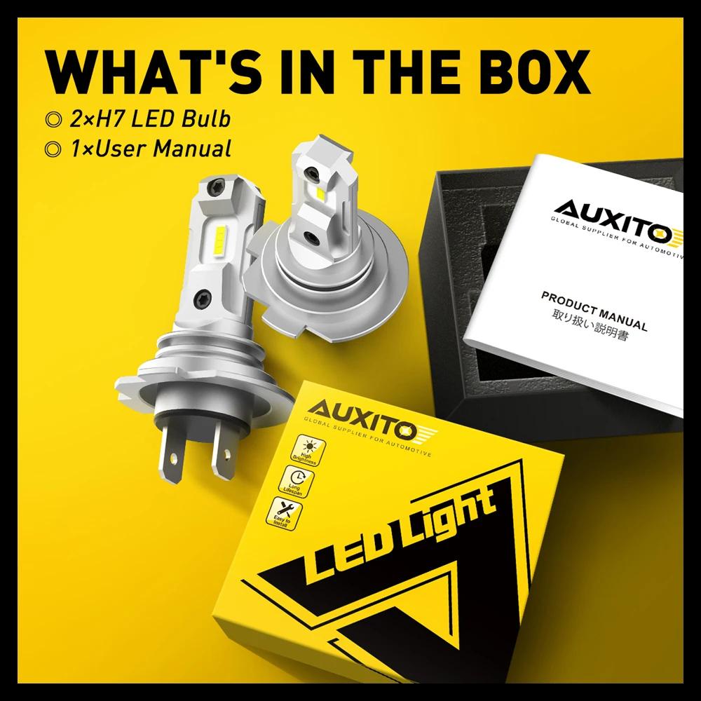 AUXITO 2 pièces H7 LED ampoules de phares Mini taille sans ventilateur sans fil pour phare de voitur