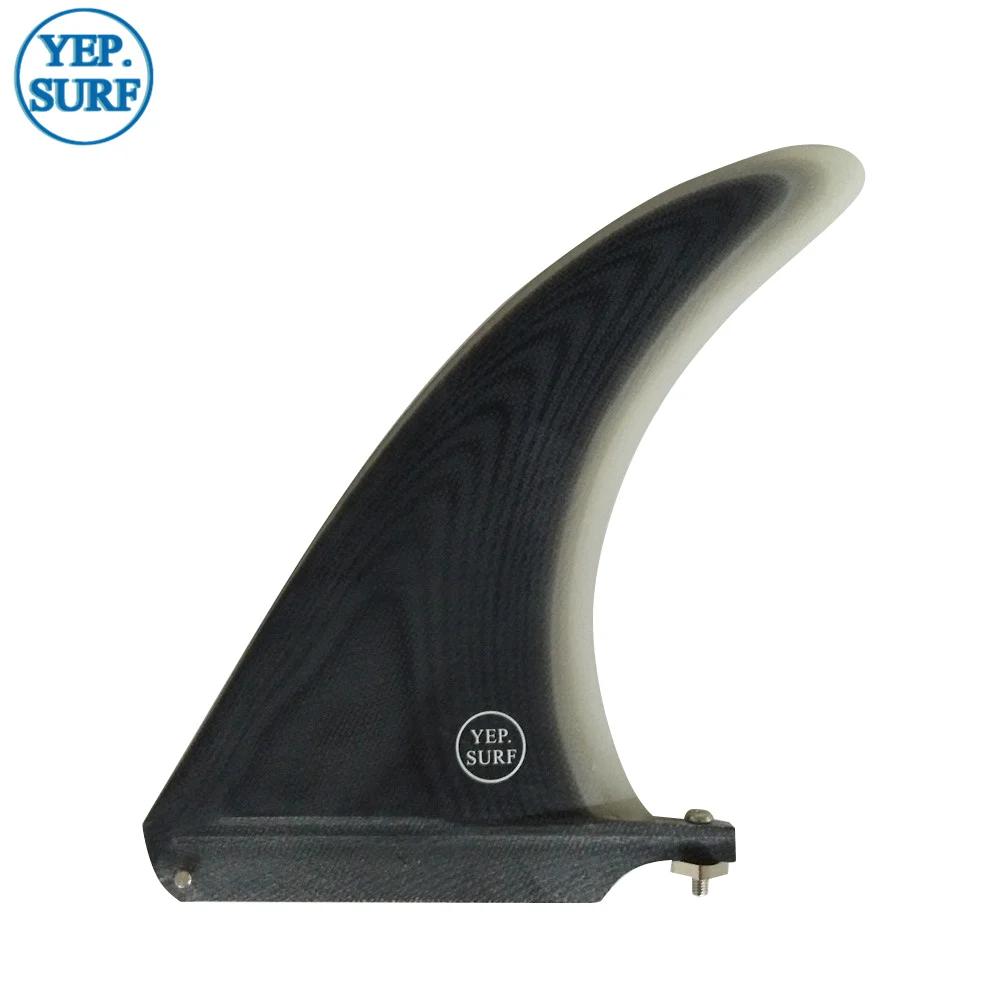 Fins de Surf Longboard en fiber de verre, 7/8/9/10/25/11 pouces, simples, blanches/bleues/noires/bru