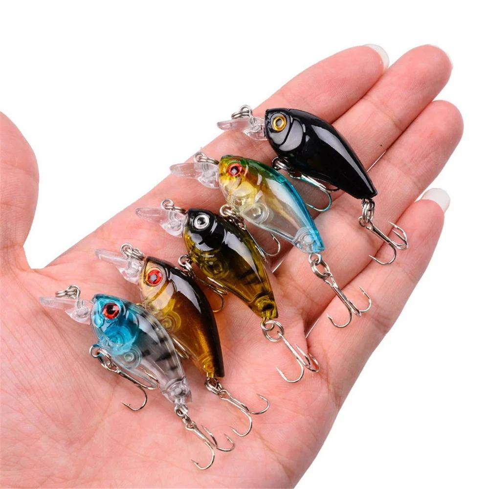 1 pièces 3.5g 4.5cm eau supérieure Mini manivelle bionique appât dur vairon Wobbler leurre de pêche