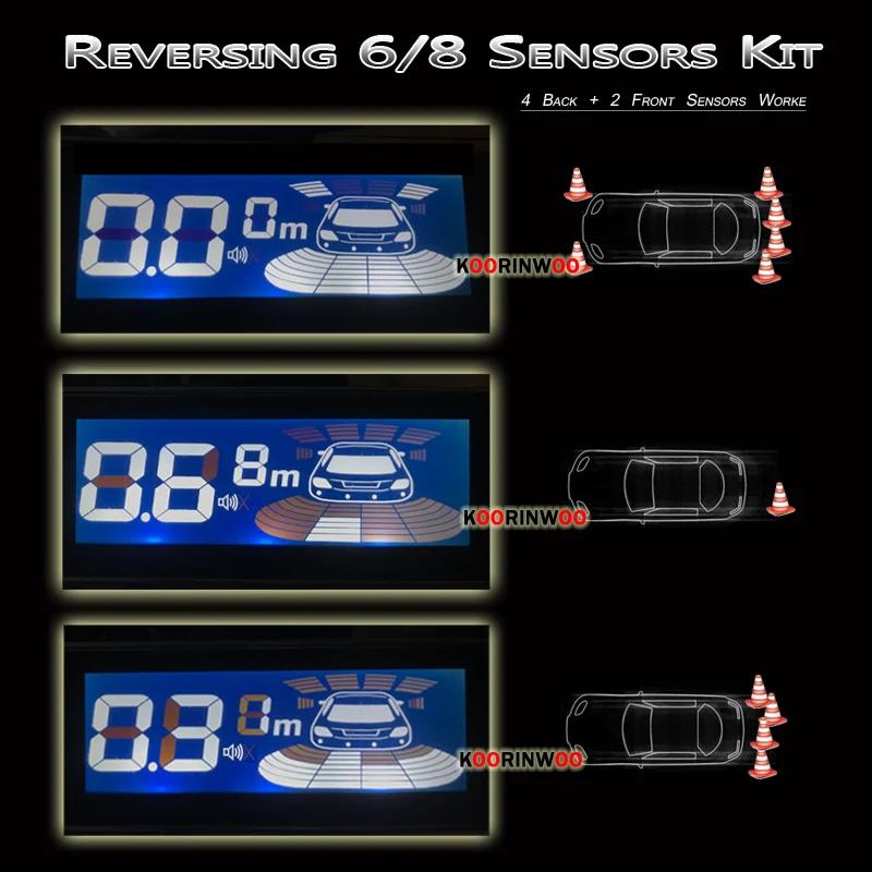Koorinwoo Capteurs de stationnement électromagnétiques à écran LCD numérique pour voiture, 4/6/8 rad