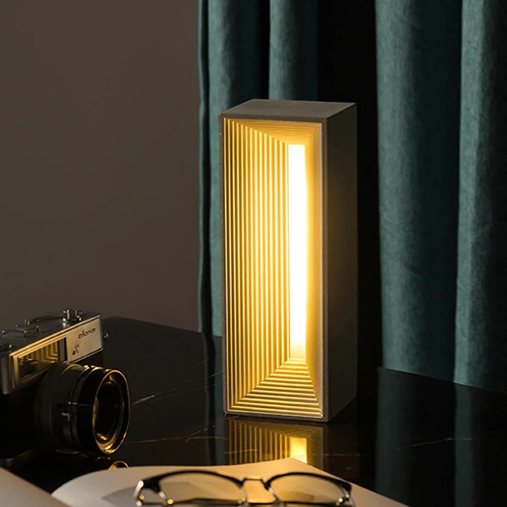 Nicole béton lumières Silicone moule bricolage à la main chambre lampe de nuit moule avec accessoire