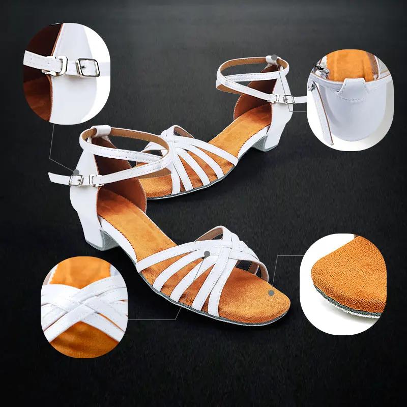 Chaussures latines talons bas pour filles - Danse Tango Rumba Salsa salle de bal femmes