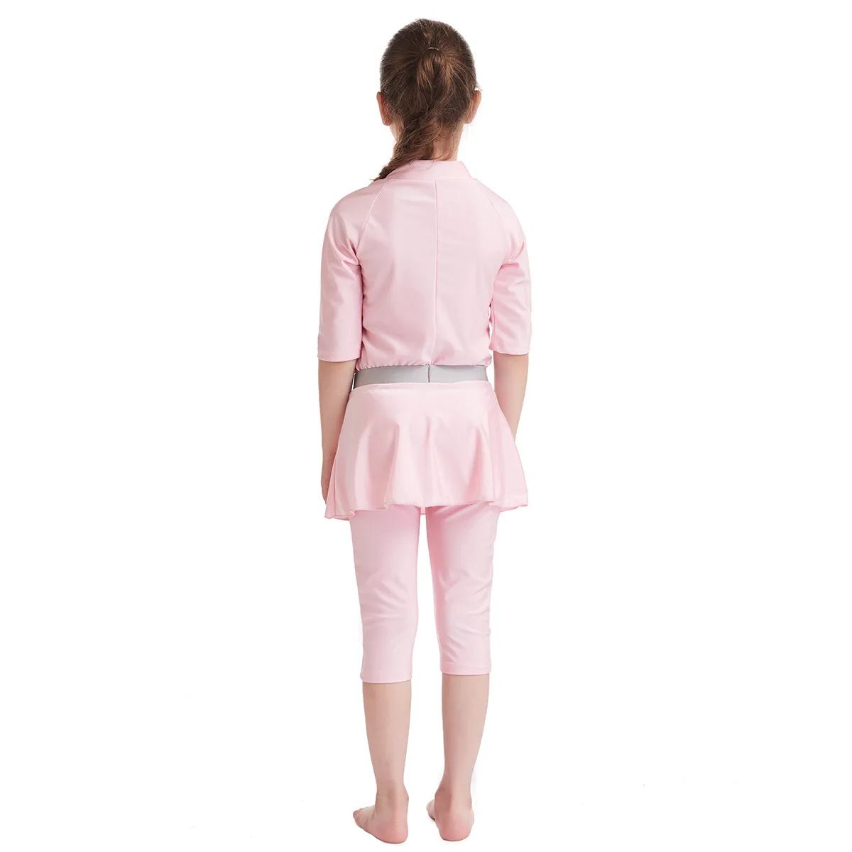 Maillot de bain musulman pour filles, ensemble jupe et bonnet, 3 pièces, modeste, tenue de plage ara