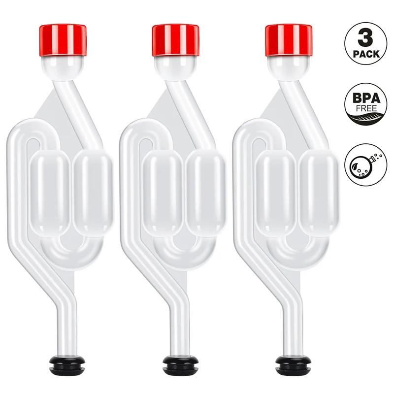 3 pièces sas en forme de S, bouchon Carboys de sas à bulles pour brassage à domicile et Valve d'étan