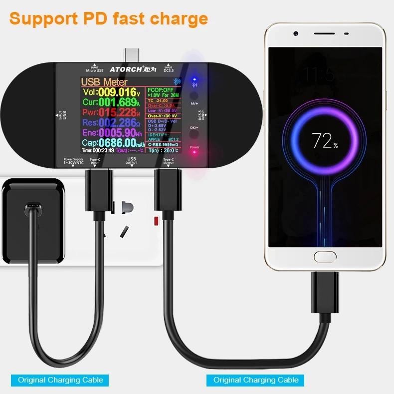 UD24 USB testeur type-c 2.4 "pouces DC5.5 ampèremètre numérique voltmètre batterie externe détecteur