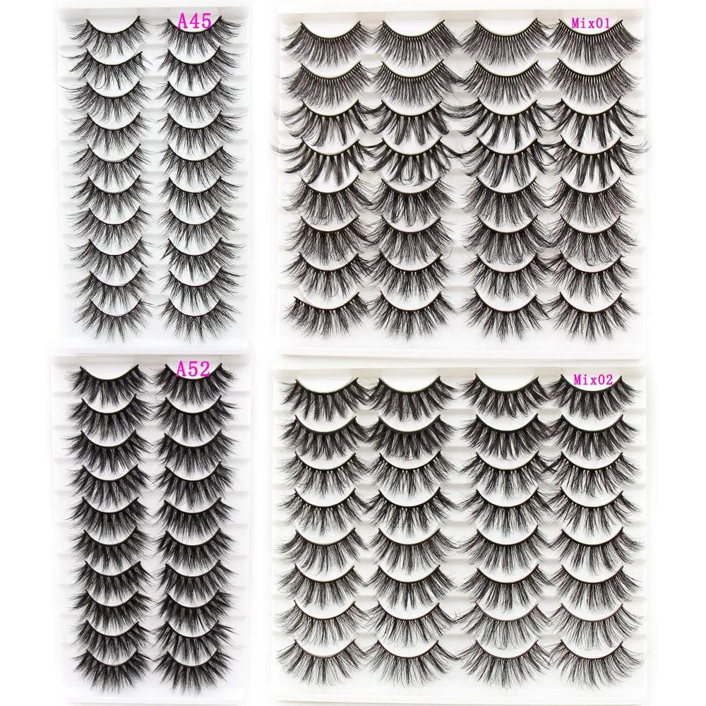 Cils 5/10/16 paires 3D Faux cils de vison naturel Faux cils réutilisables Volume dramatique cils maq