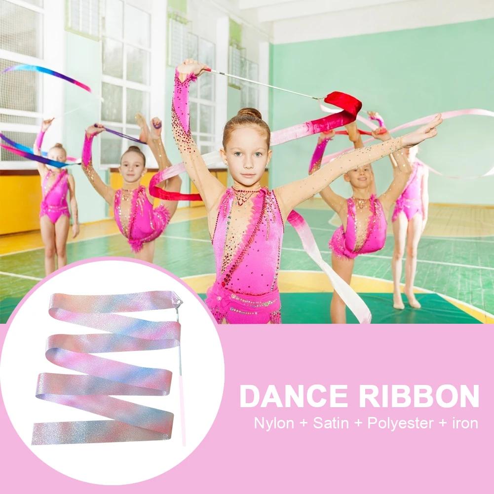 Ruban de danse de ballet avec anciers virevoltant pour enfant, bande de performance sportive scintil