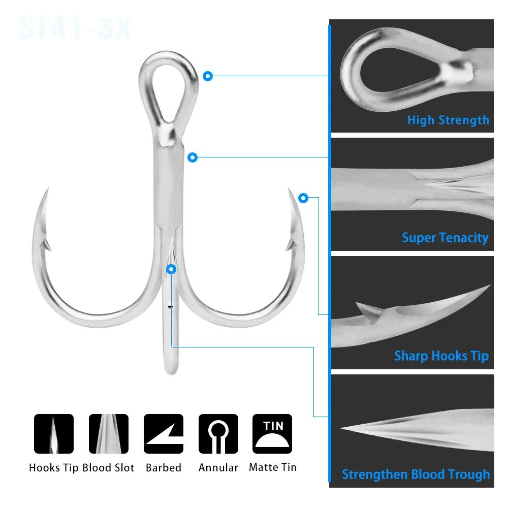 Hameçons triples Super solides, matériel de pêche, 10 pièces, accessoires haute résistance, en acier