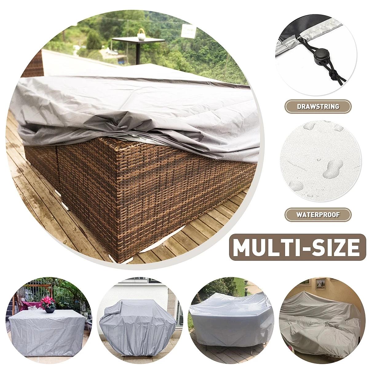 Housse de protection argentée pour patio de jardin, 68 tailles, housse anti-poussière pour meubles e