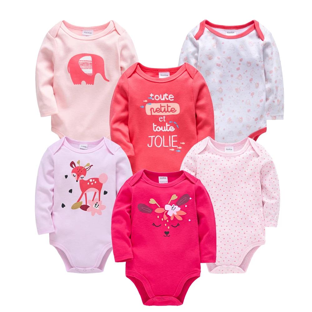 Kavkas bébé garçons filles Body 6 pièces 3 pièces à manches longues 100% coton bébé vêtements 0-12 m