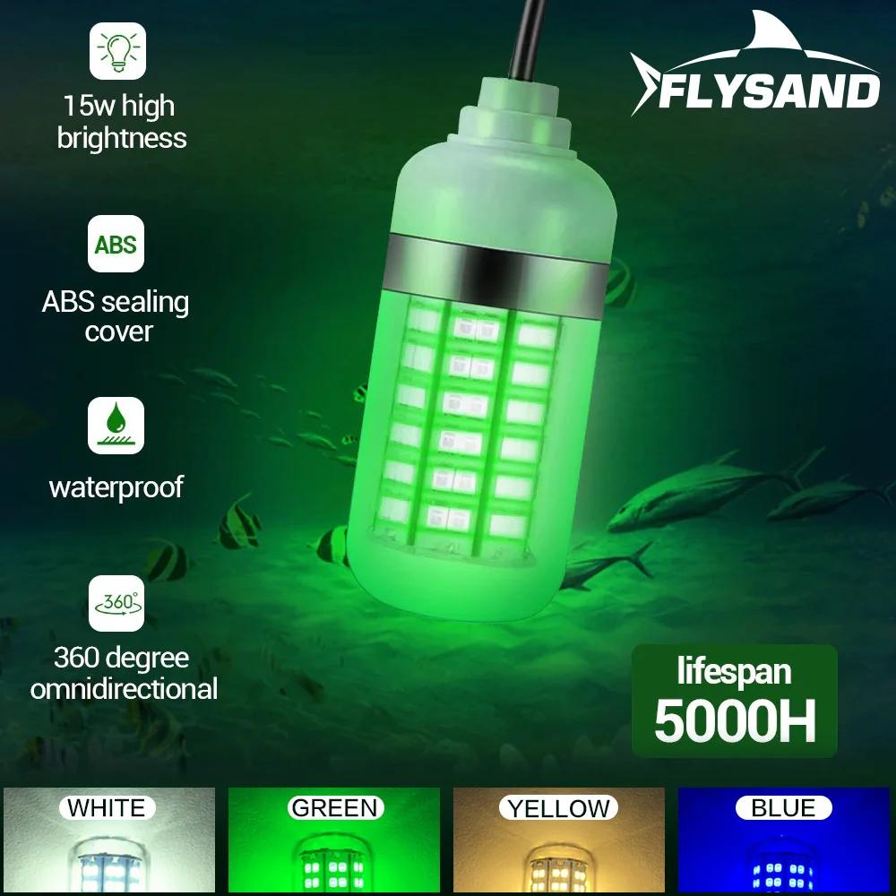 FLYSAND lampe sous-marine Ultra lumineuse 12V 15W 108 LED lumière de pêche de nuit IP68 étanche gout