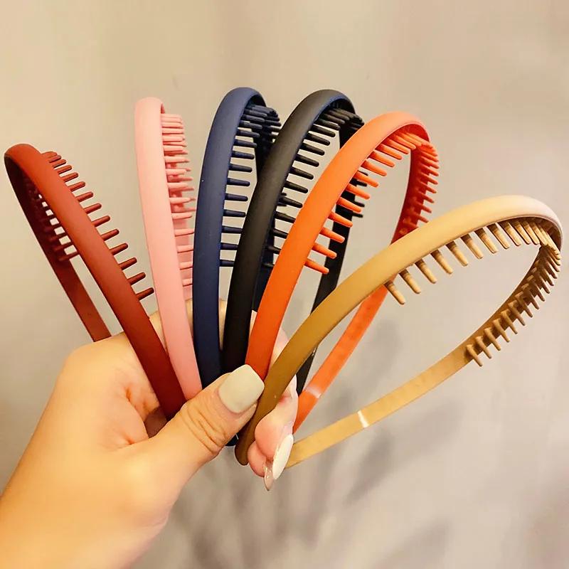 Serre-têtes colorés mats à dents pour femmes, bandeaux de finition pour cheveux rebelles, accessoire