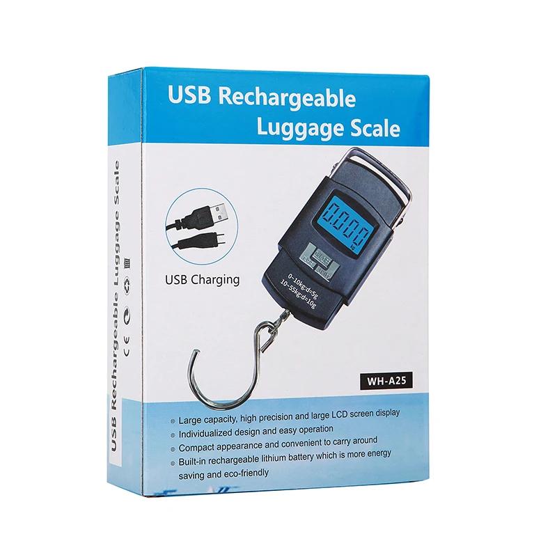 Balance numérique électronique avec chargeur USB 55kg/10g, crochet suspendu, pêche voyage, Double pr